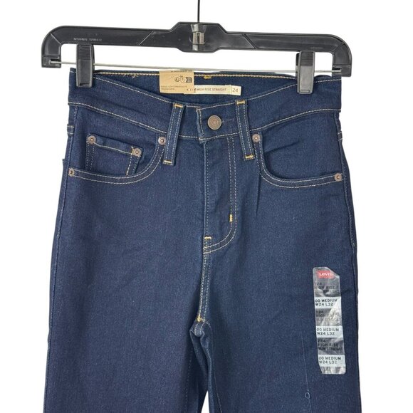 Levi's 724 High Rise Slim Straight Dark Wash Jean READ W24 L32 Casual Stretch - Picture 2 of 15